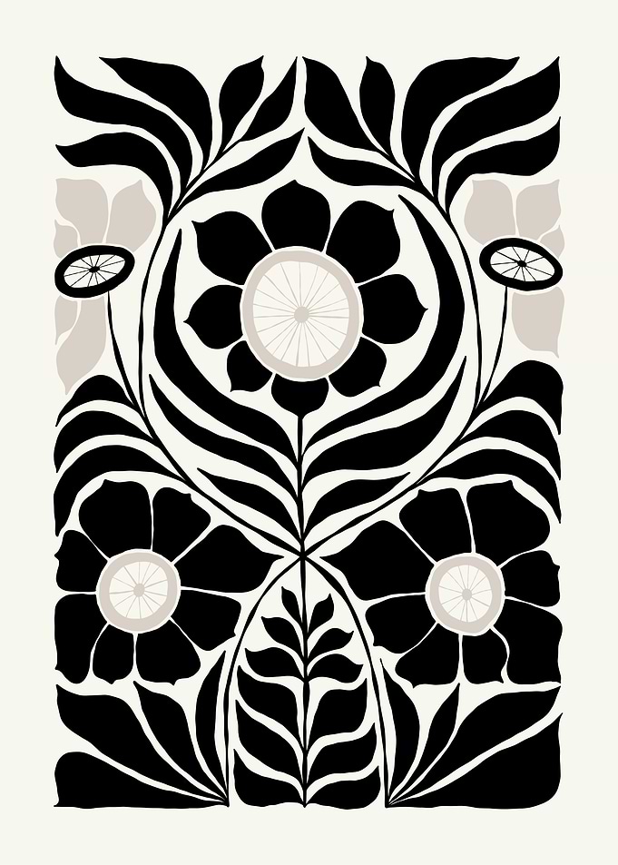 Black and White Floral Art