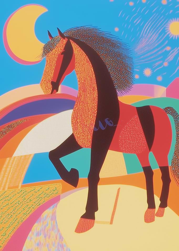 Horse in a Colorful Landscape