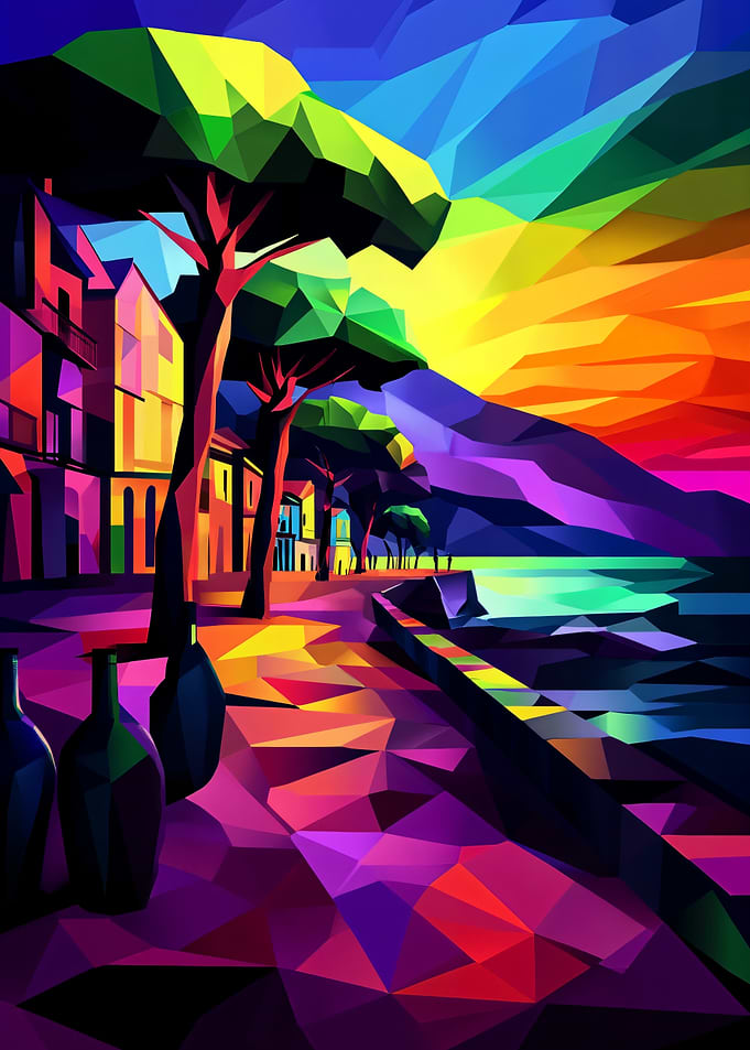 Sunset Coastal Town