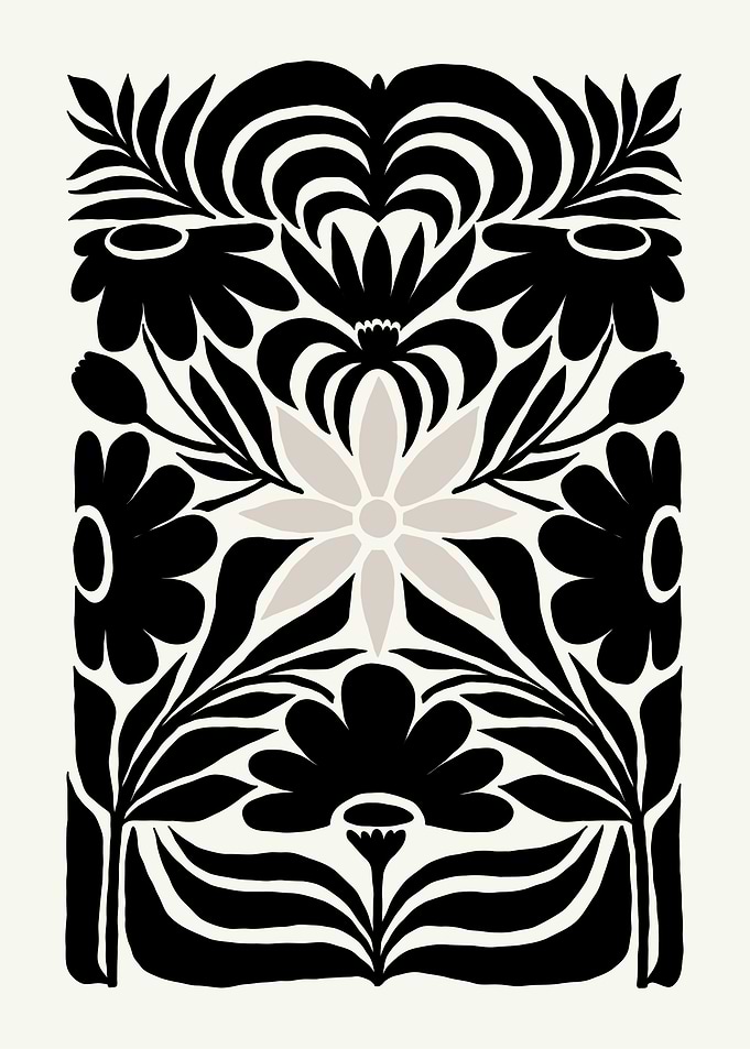 Black and White Floral Design
