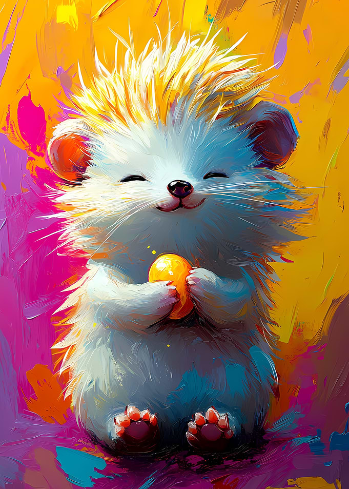 Smiling Hedgehog Painting