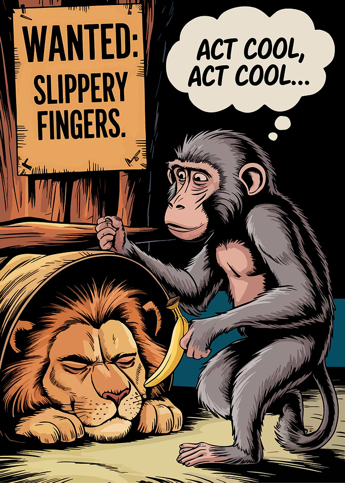 Monkey and Lion Cartoon