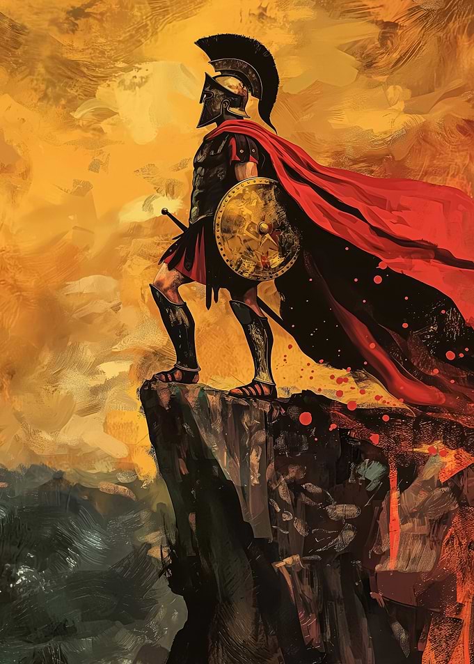 Spartan Warrior on Cliff