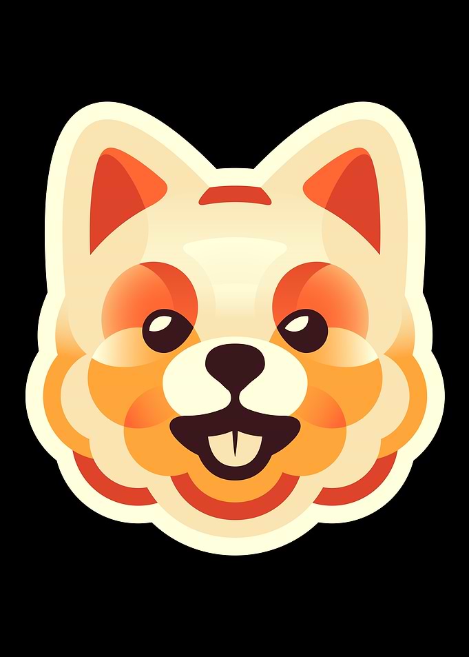 Fun colorful dog face illustration, badge, emblem poster design