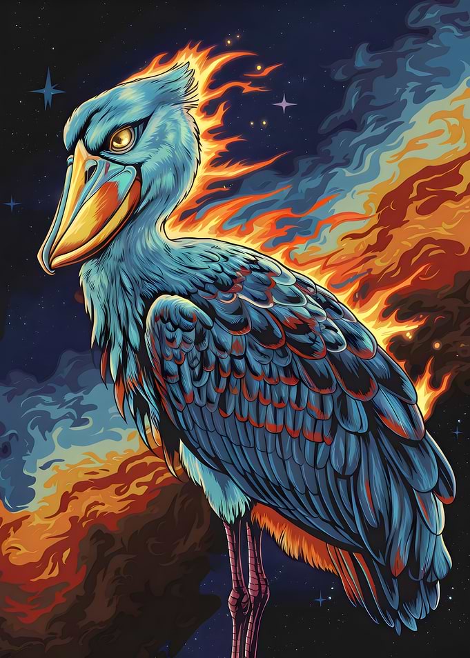 Fiery Shoebill Bird