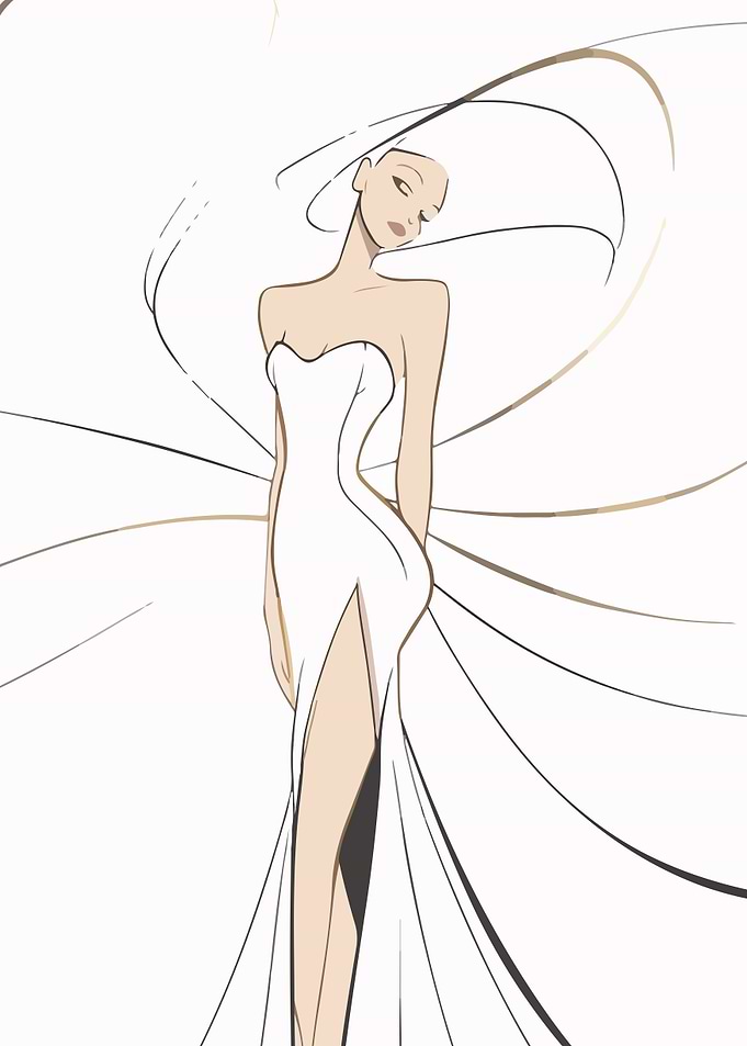 Elegant Woman in White Dress