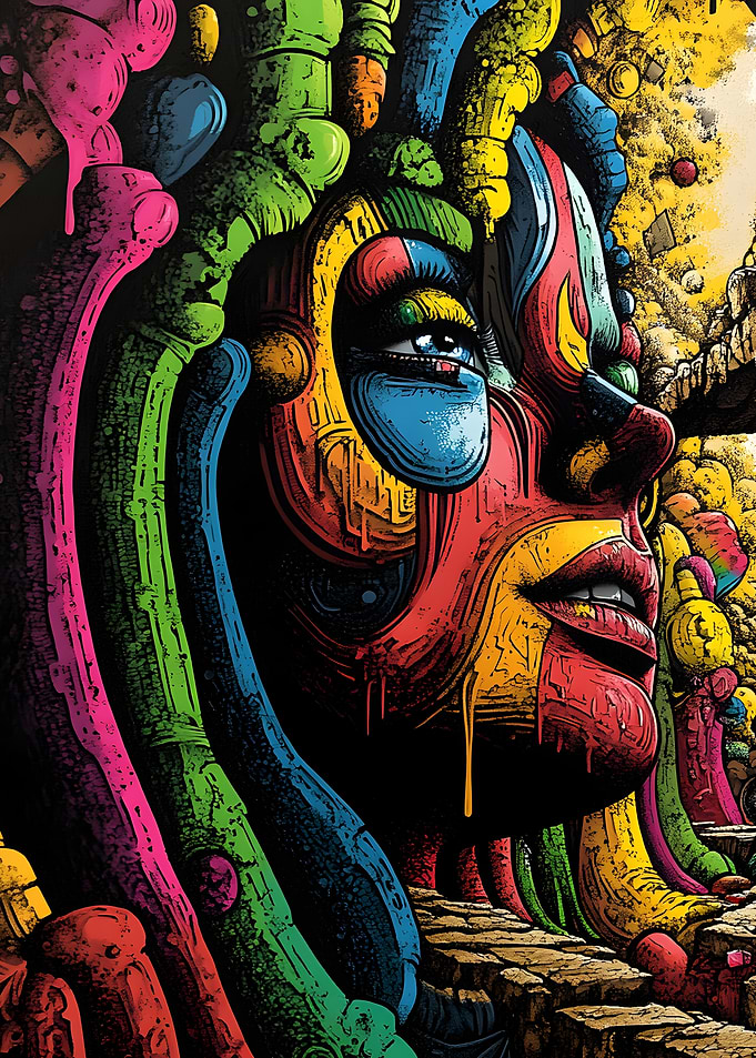 Abstract Colorful Portrait of a Woman Face