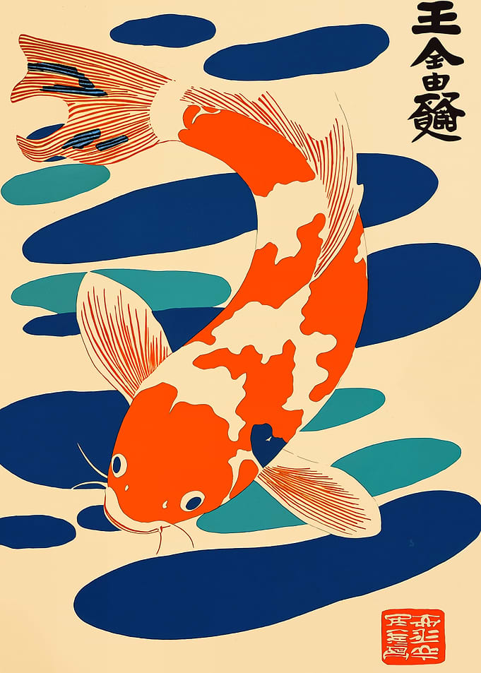 Koi Fish Japanese Art Print