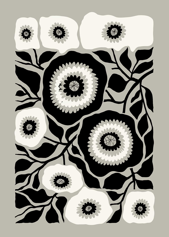 Black and White Floral Pattern