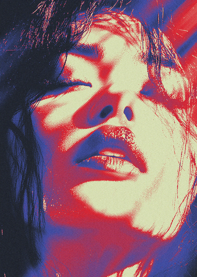 Woman's Face in Red and Blue