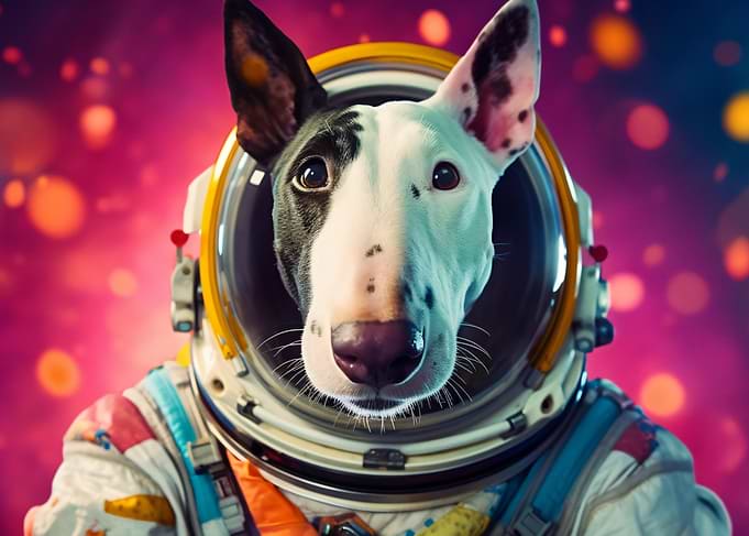 Bull Terrier in Space Suit