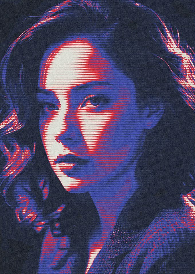 Woman in Red and Blue