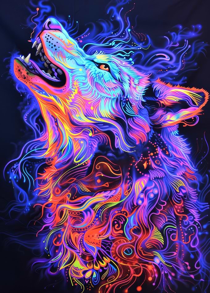 Neon Wolf Art
