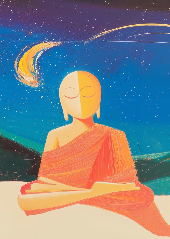 Buddha Meditation Under Stars