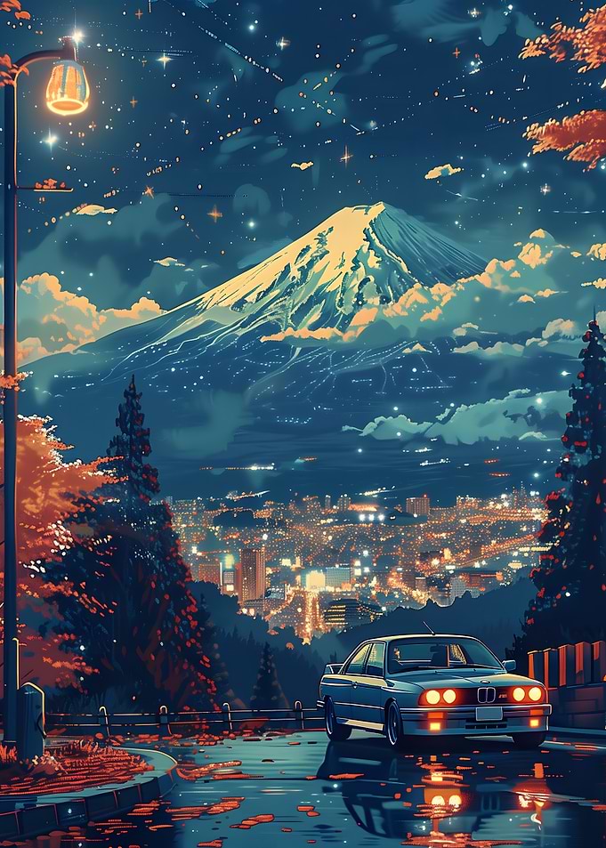 BMW E30 with Mt. Fuji Japan