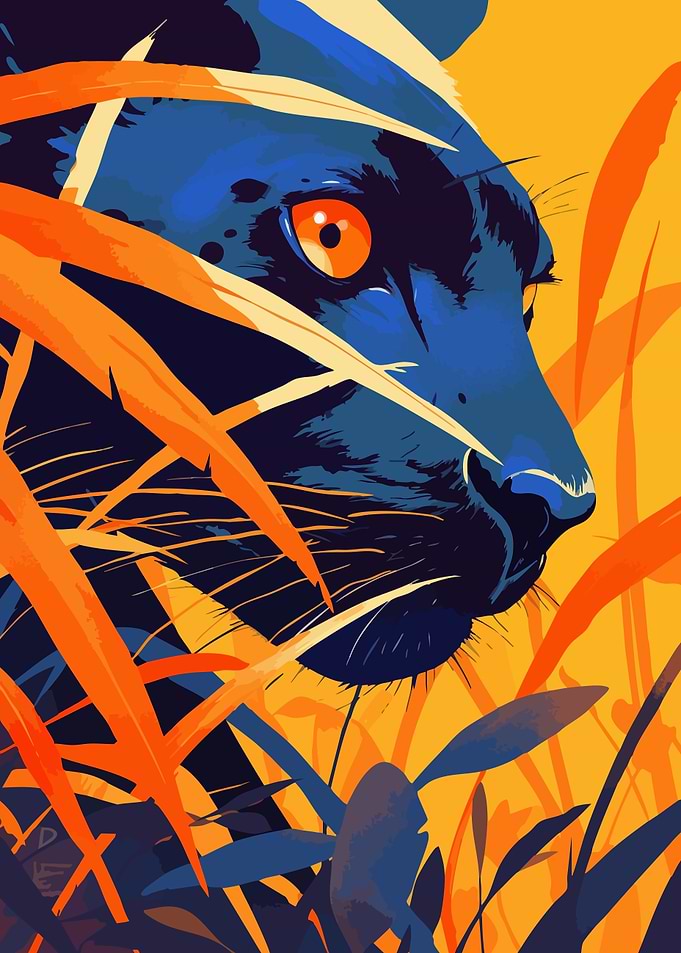 Panther Portrait Minimalist Art