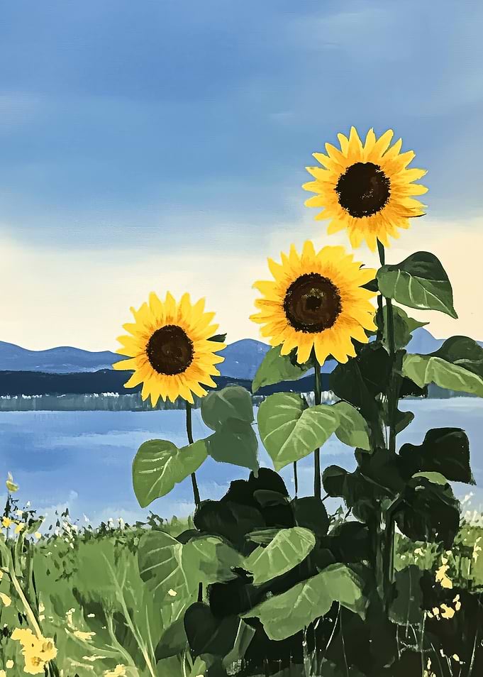 Sunflowers by the Lake