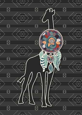 Giraffe with Dreamcatcher Native American