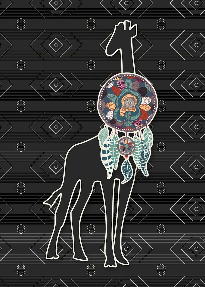 Giraffe with Dreamcatcher Native American
