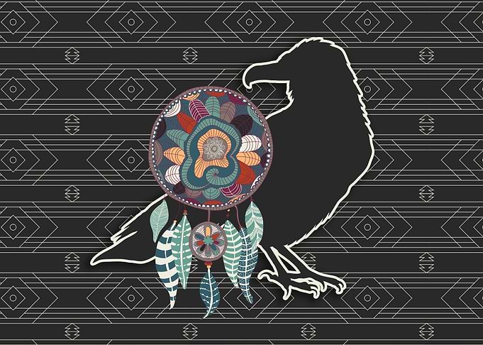 Raven with Dreamcatcher Native American