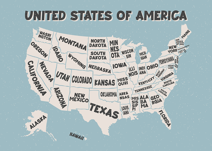 USA Map with State Names