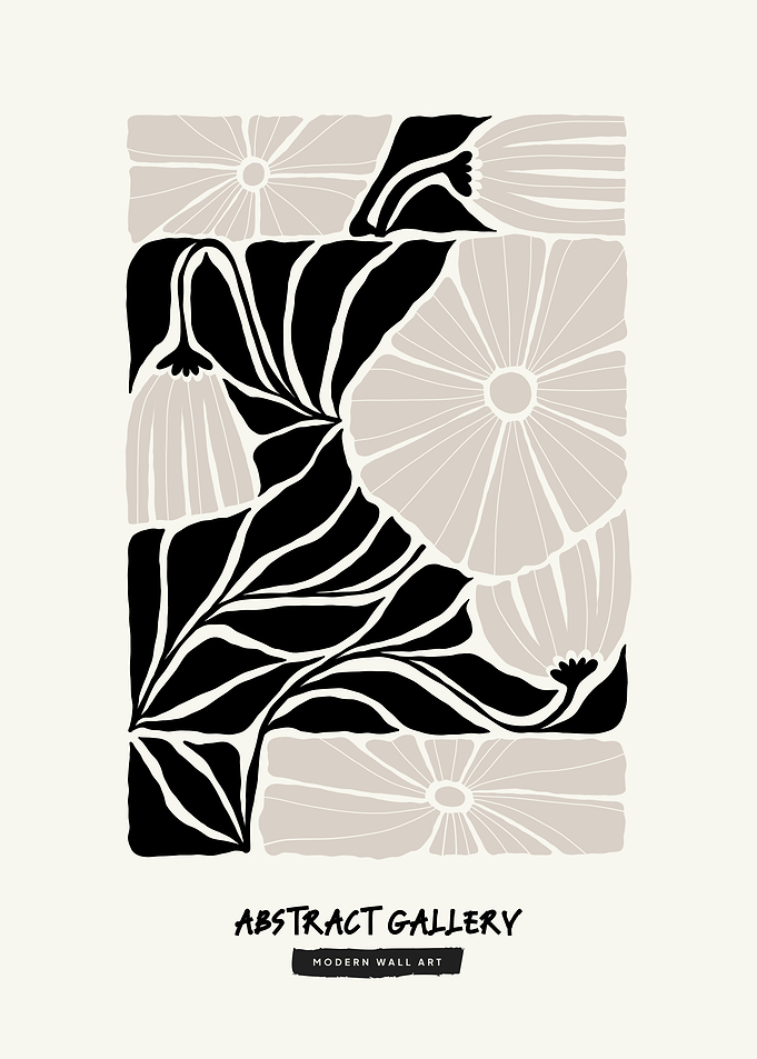 Black & White compressed floral Art Print