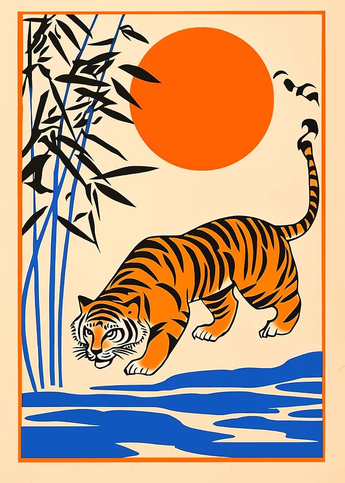 Tiger in a Japanese Garden