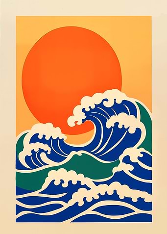 Japanese Wave Sunset