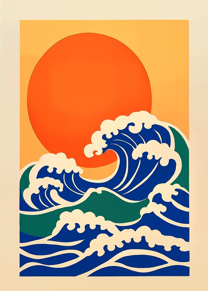 Japanese Wave Sunset