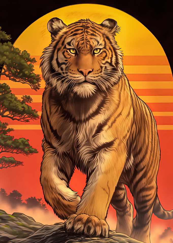 Tiger Stylized Sunset