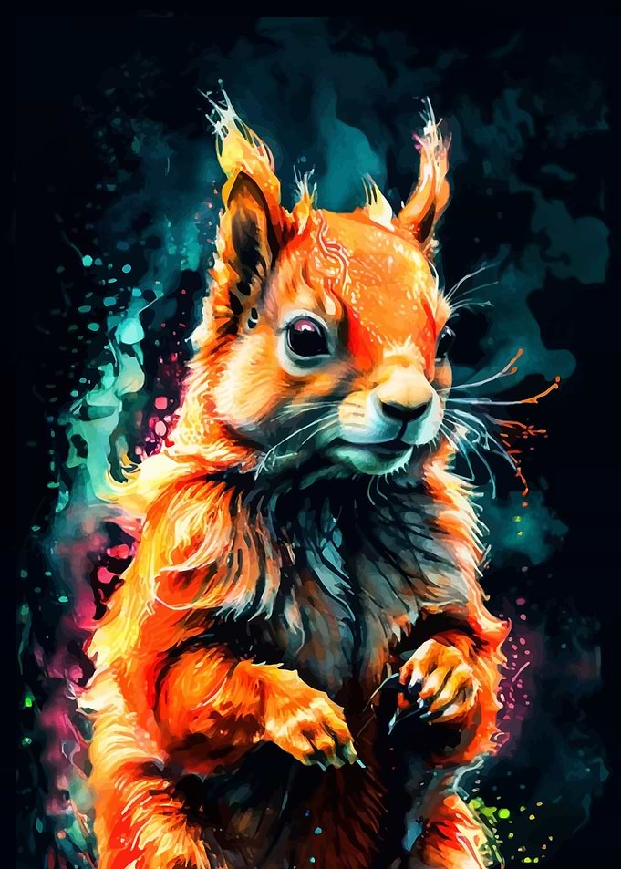 Red Squirrel Watercolor Art