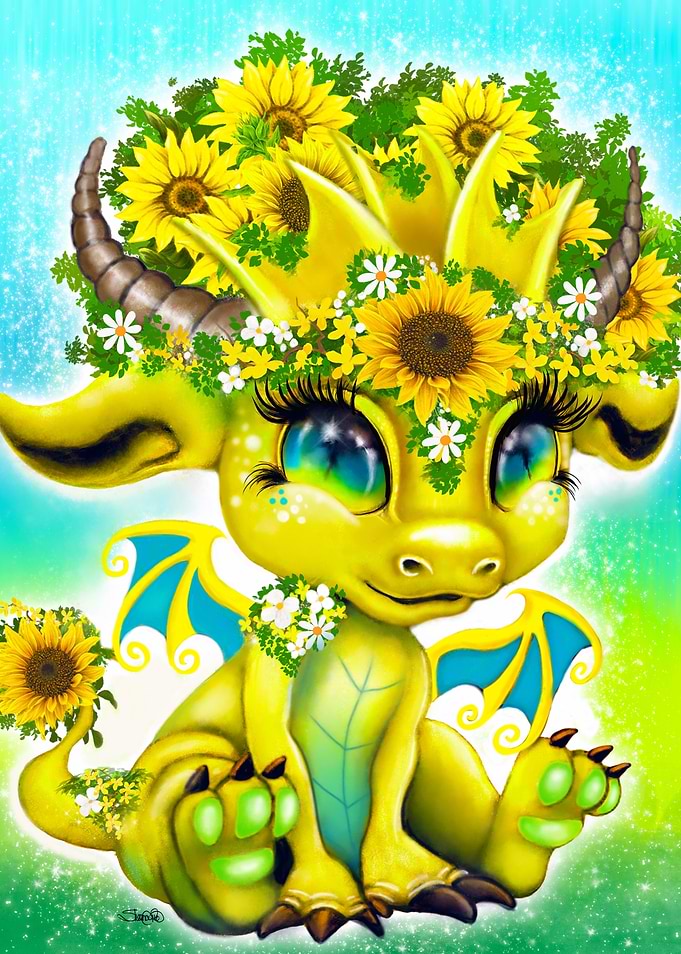 Sunflower Baby Dragon