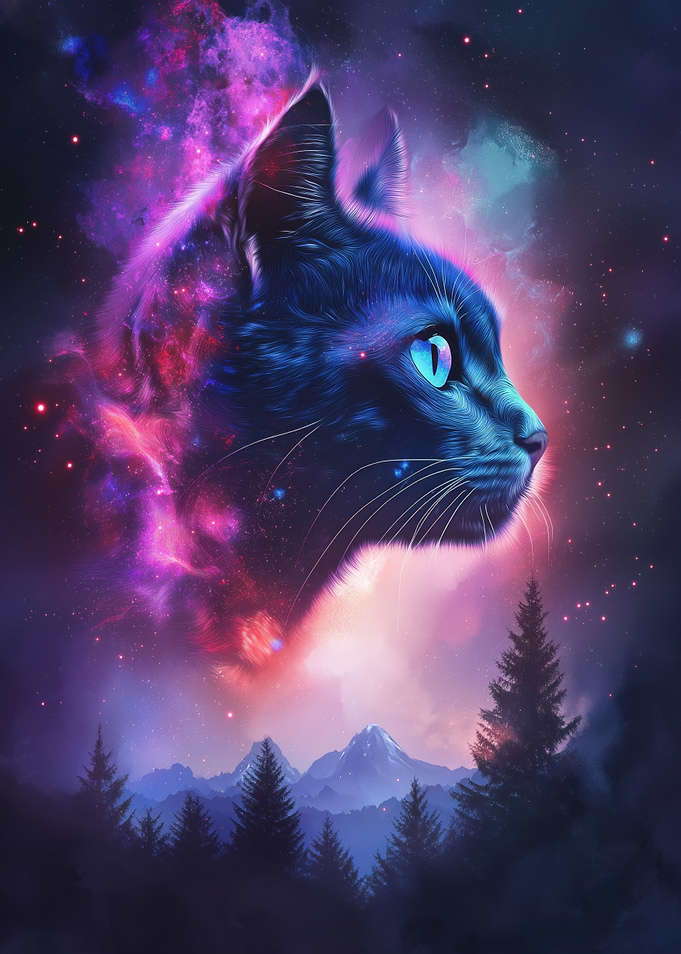 Cosmic Celestial Cat Forest
