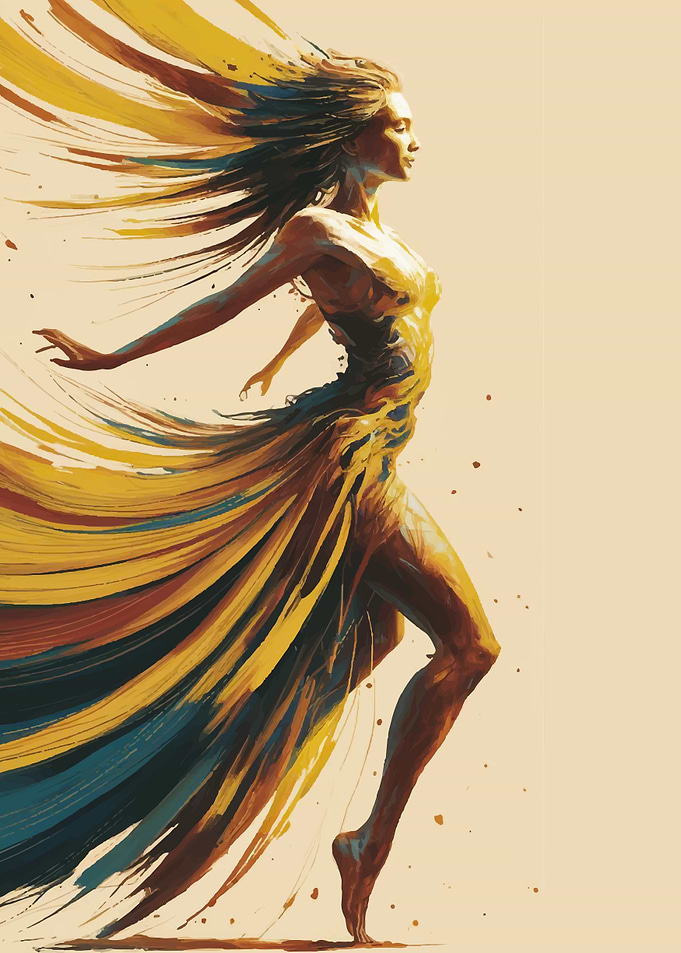 Woman in Flowing Dress