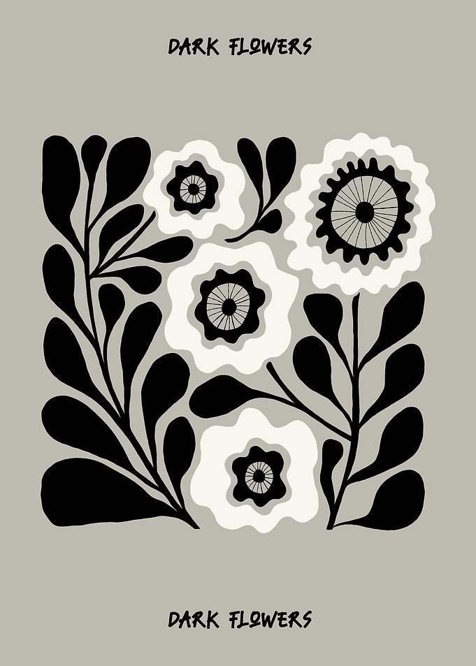 Darrk flowers minimalistic art