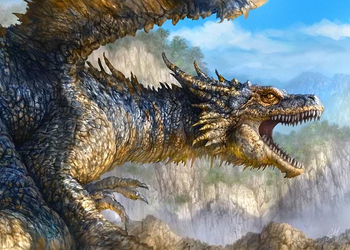 Dragon in Mountain Landscape