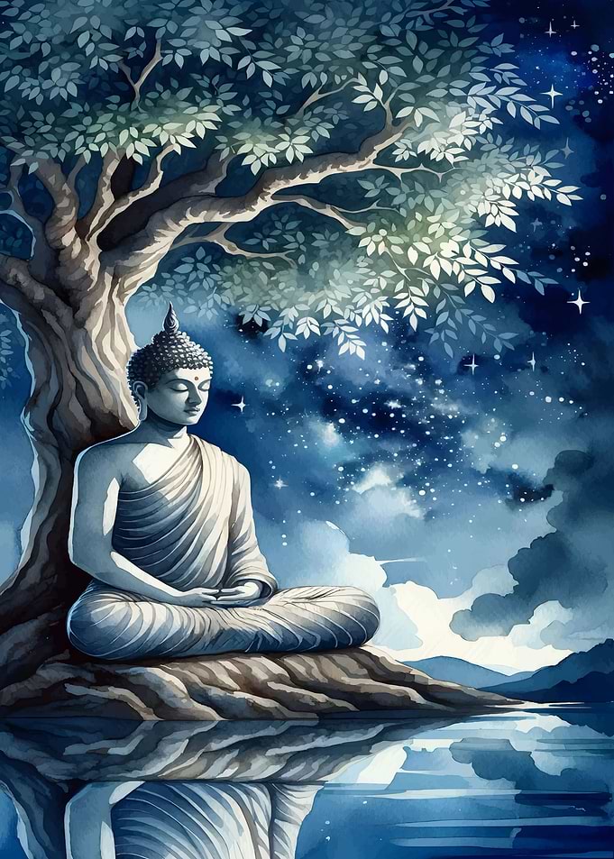 Buddha Meditation Under Stars
