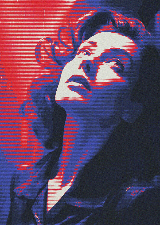 Woman in Red and Blue