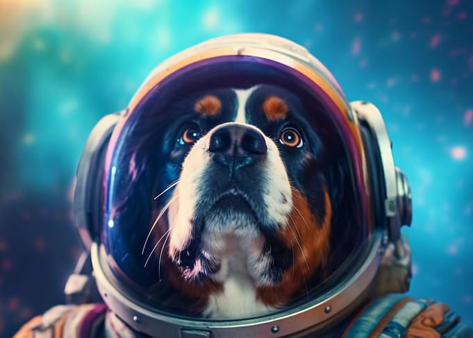 Bernese Mountain Dog in Space Suit