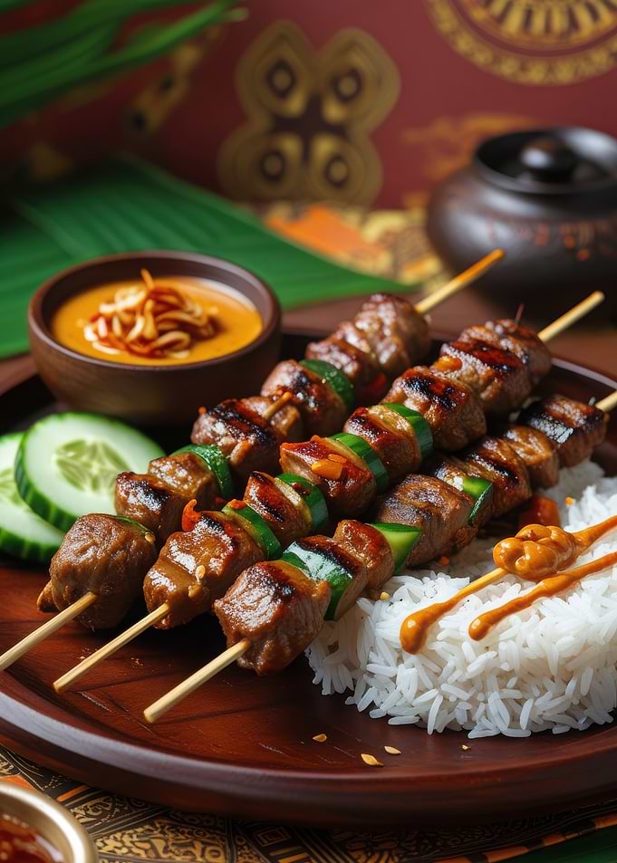 Grilled Meat Skewers with Rice
