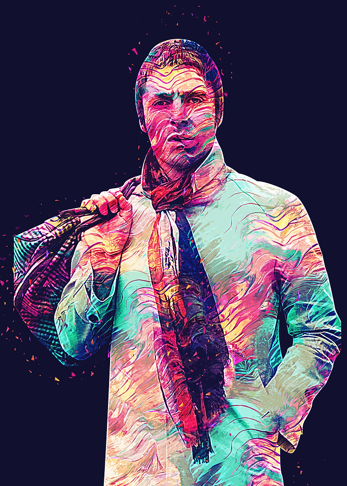 Man in Colorful Abstract Art