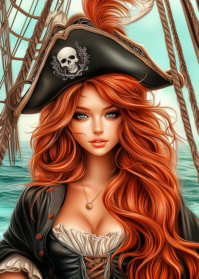 Woman Pirate Captain with Red Hair