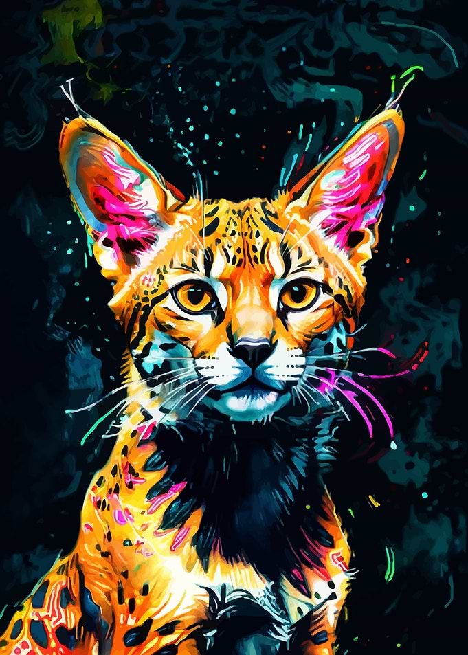 Neon Serval Cat