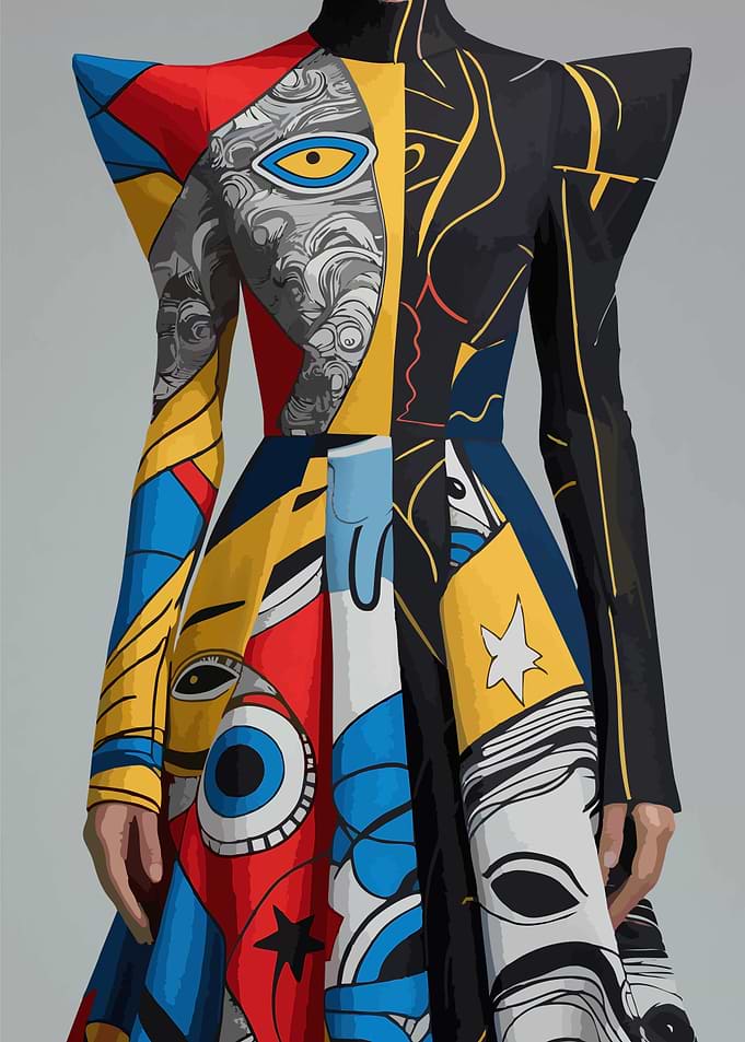Abstract Print Dress