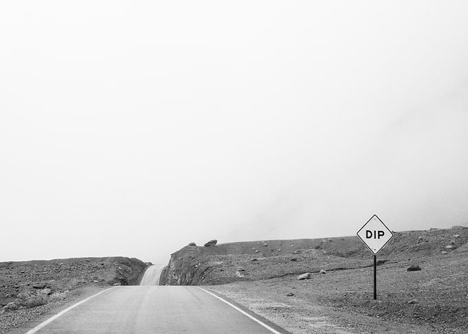 Dip Warning Sign in Death Valley