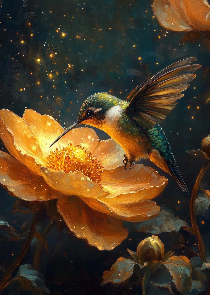 Hummingbird and Flower