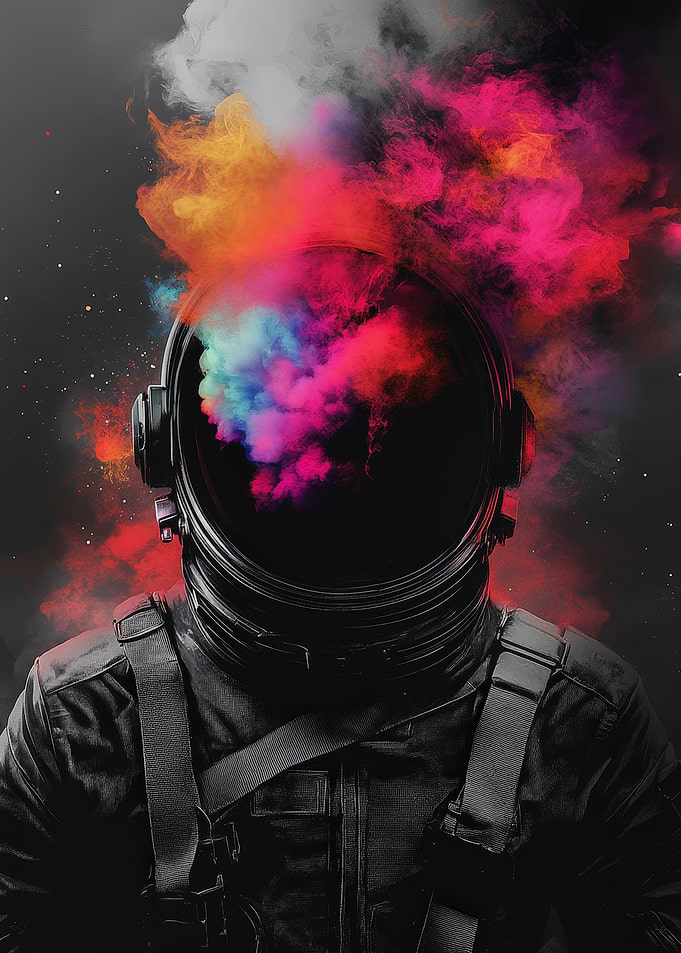 Astronaut In Colorful Smoke