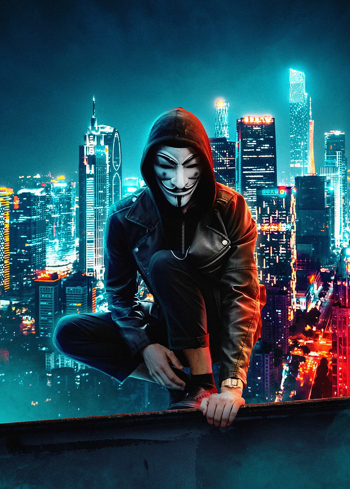 Anonymous Hacker Cityscape