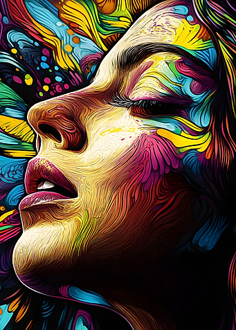 Abstract Dreaming Woman Portrait