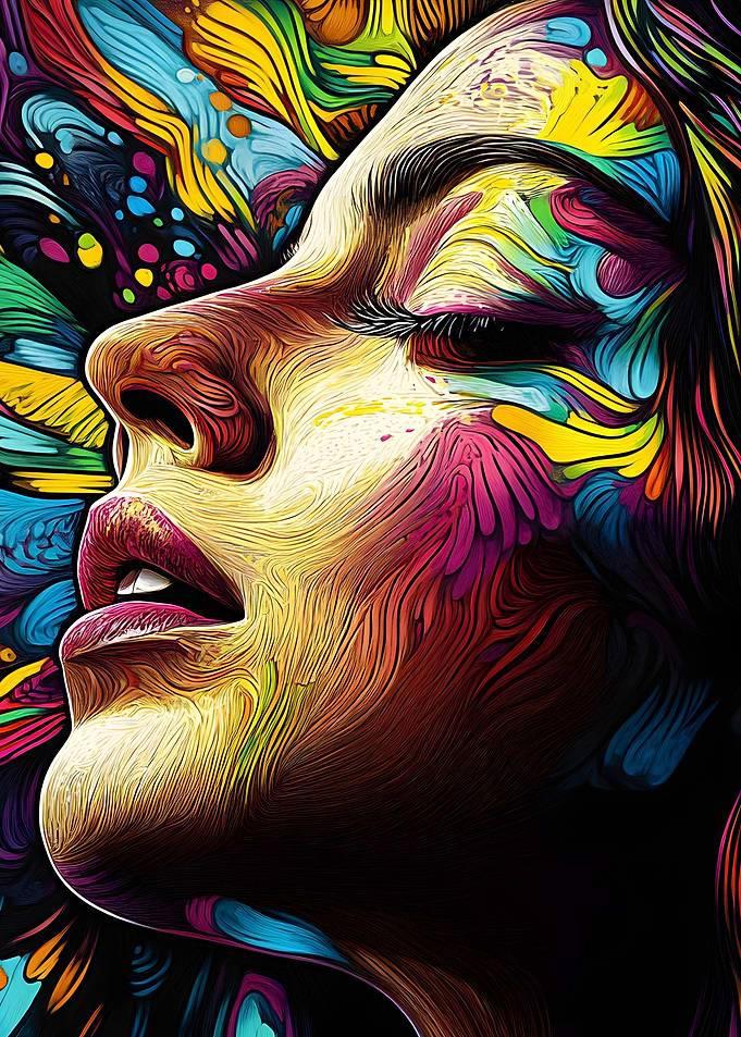 Abstract Dreaming Woman Portrait
